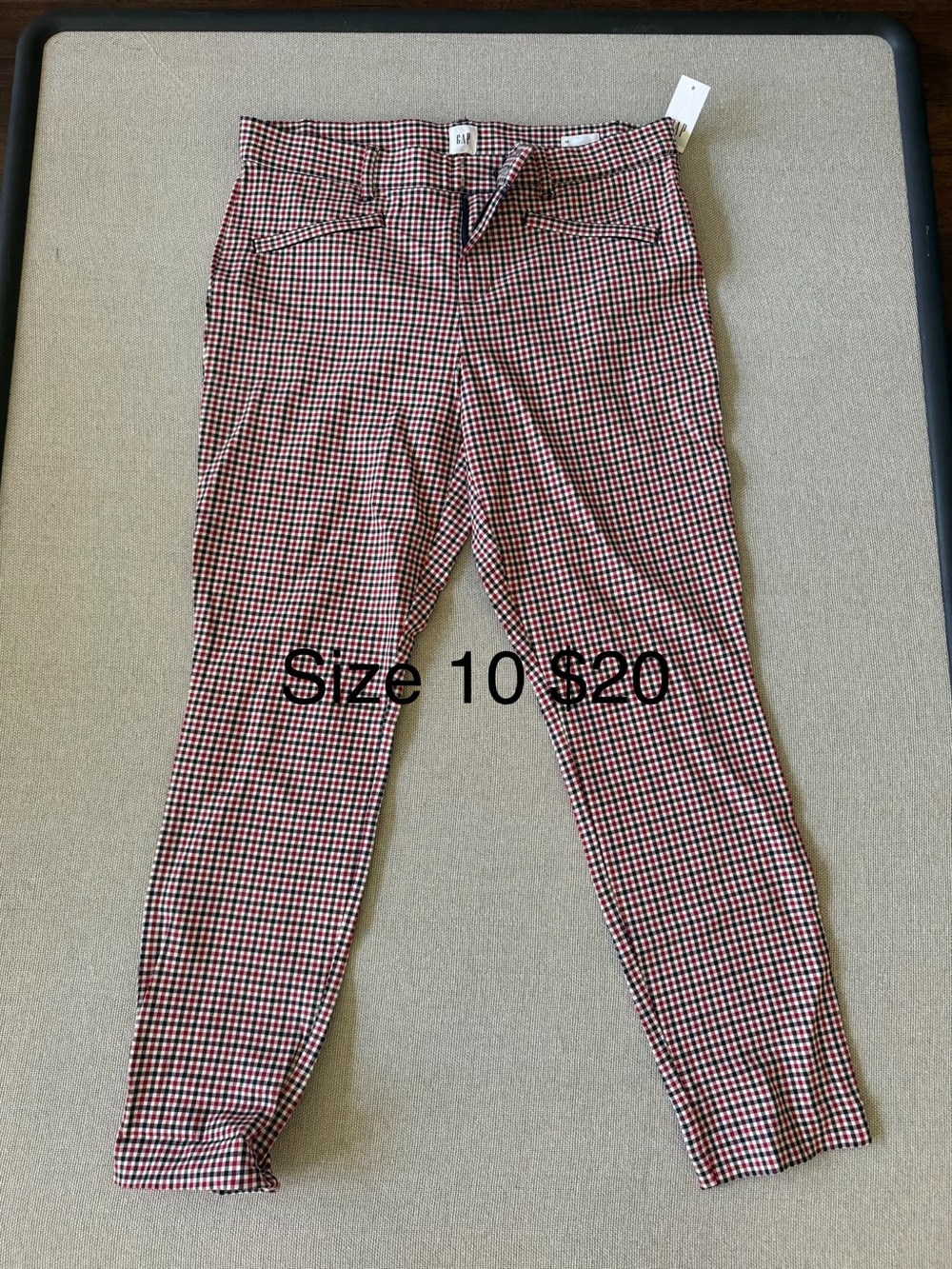 GAP Red and Black Checked Ankle Pants